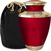 Everlight Memorials Classic Red Urn for Ashes Adult Male or Female – Large Cremation Urns for Human Ashes – Memorial Funeral Urn, Home Display, or Burial
