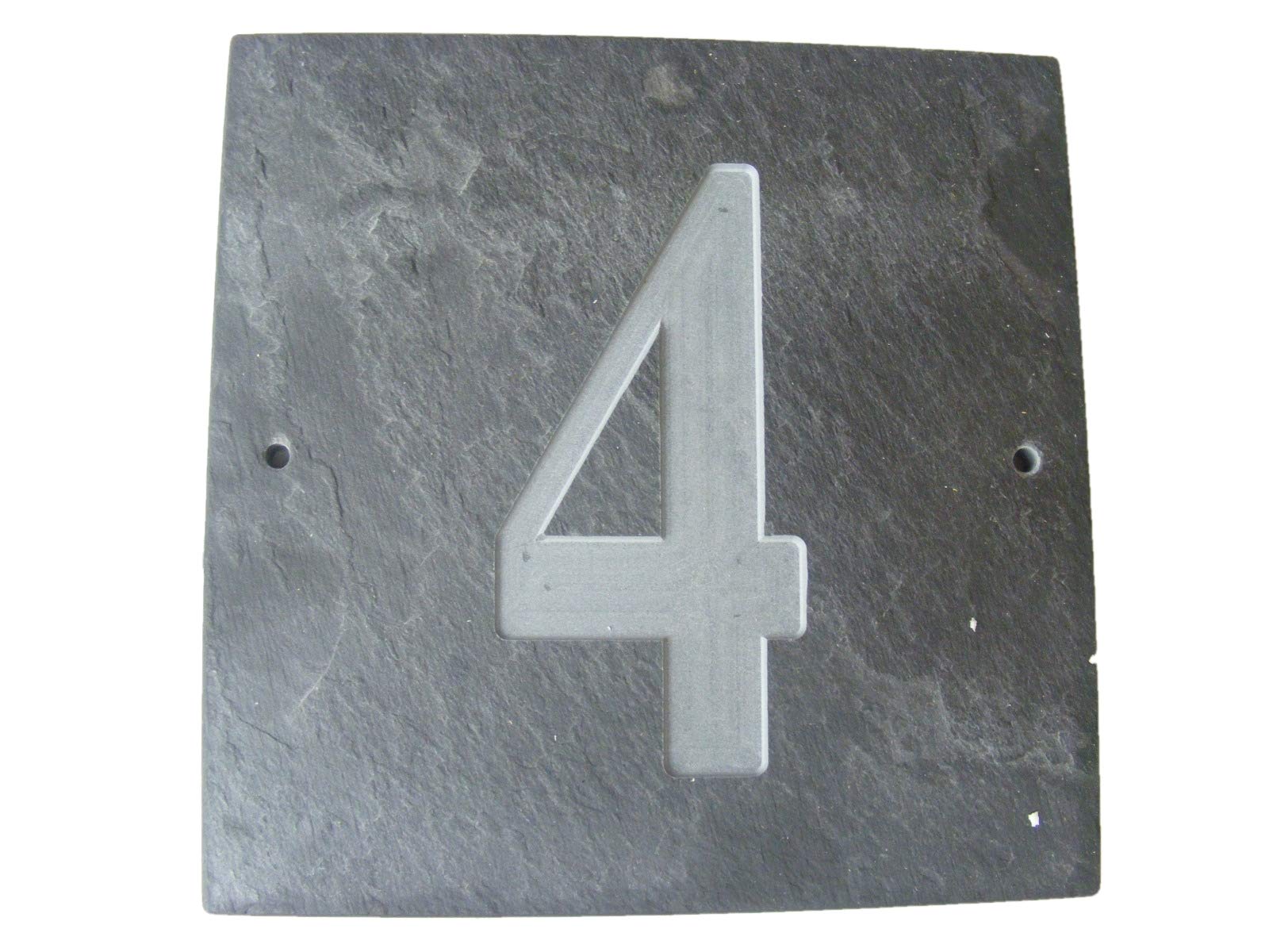 Number 4 Natural Grey Slate House Door Number 6 x 6 inch Deeply Engraved Natural Surface Sign Plaque House Warming Gift 150 x 150mm No 4