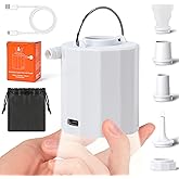 GQIRIL Portable Air Pump for Inflatables - 4.5Kpa Mini Powerful Air Mattress Pumps with Camping Light & Nozzles, Rechargeable Inflator Deflator Machine for Pool Float Sleeping Pad Vacuum Storage Bags