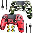 Dliaonew Wireless Controller for PS4, 2 Pack Remote Control Compatible with PS4/Slim/Pro with Dual Vibration/Audio/Six-axis Motion Sensor/Game Joystick - Camo Red + Camo Green