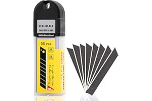 18mm Snap-Off Blades 50-Pack by HEIKIO, Quality Black Carbon Steel, Sharper, Replacement Blade for 18mm Box Cutter & Utility 