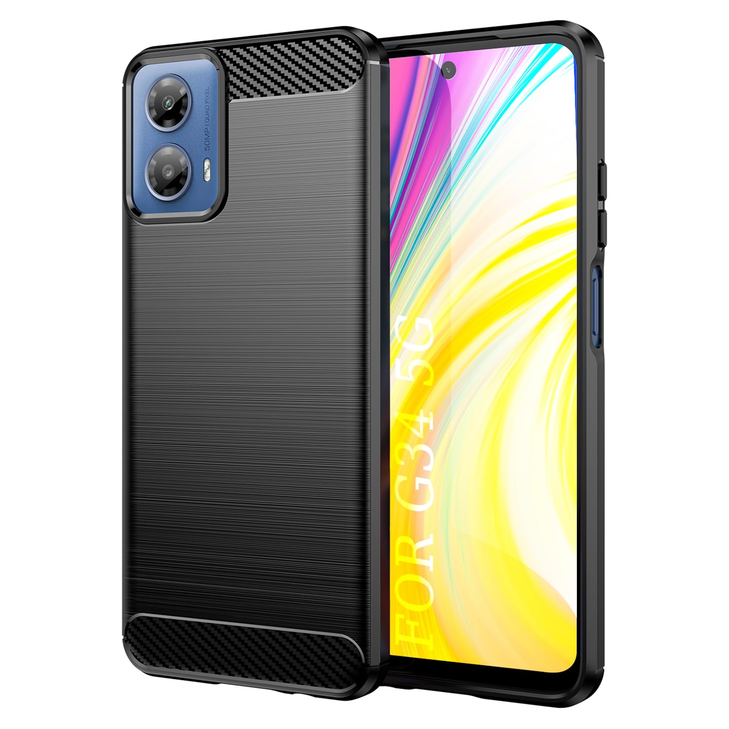 TailTech Case for Motorola G34 Moto G34 - [Black] Brushed Stripe TPU Phone Cover with Shockproof Protection, Compatible with Moto G34 Phone Case