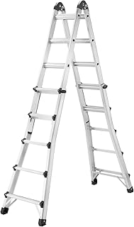 Hailo M80, Alu-Multifunktionsleiter, 4 x 5 Sprossen, Höhe einstellbar, Anlege-/Schiebe-/Bockleiter in einem, belastbar bis 150 kg, 7520-707