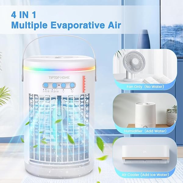PORTABLE AIR CONDITIONER,3-IN-1 EVAPORATIVE PERSONAL MINI AIR COOLING FAN WITH REMOTE,1400ML WATER TANK,NIGHT LIGHT,3 SPEED HUMIDIFY 1-4H TIMER AIR COOLER FAN (UPGRADE)
