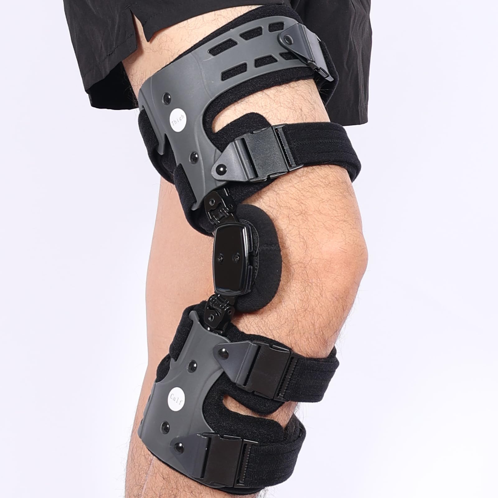 Photo 1 of DOUKOM Osteoarthritis Unloader Knee Brace, OA Knee Brace for Arthritis Pain and Support, Low Profile Knee Support for Medial and Lateral Degeneration Knee Pain (Gray/Left)