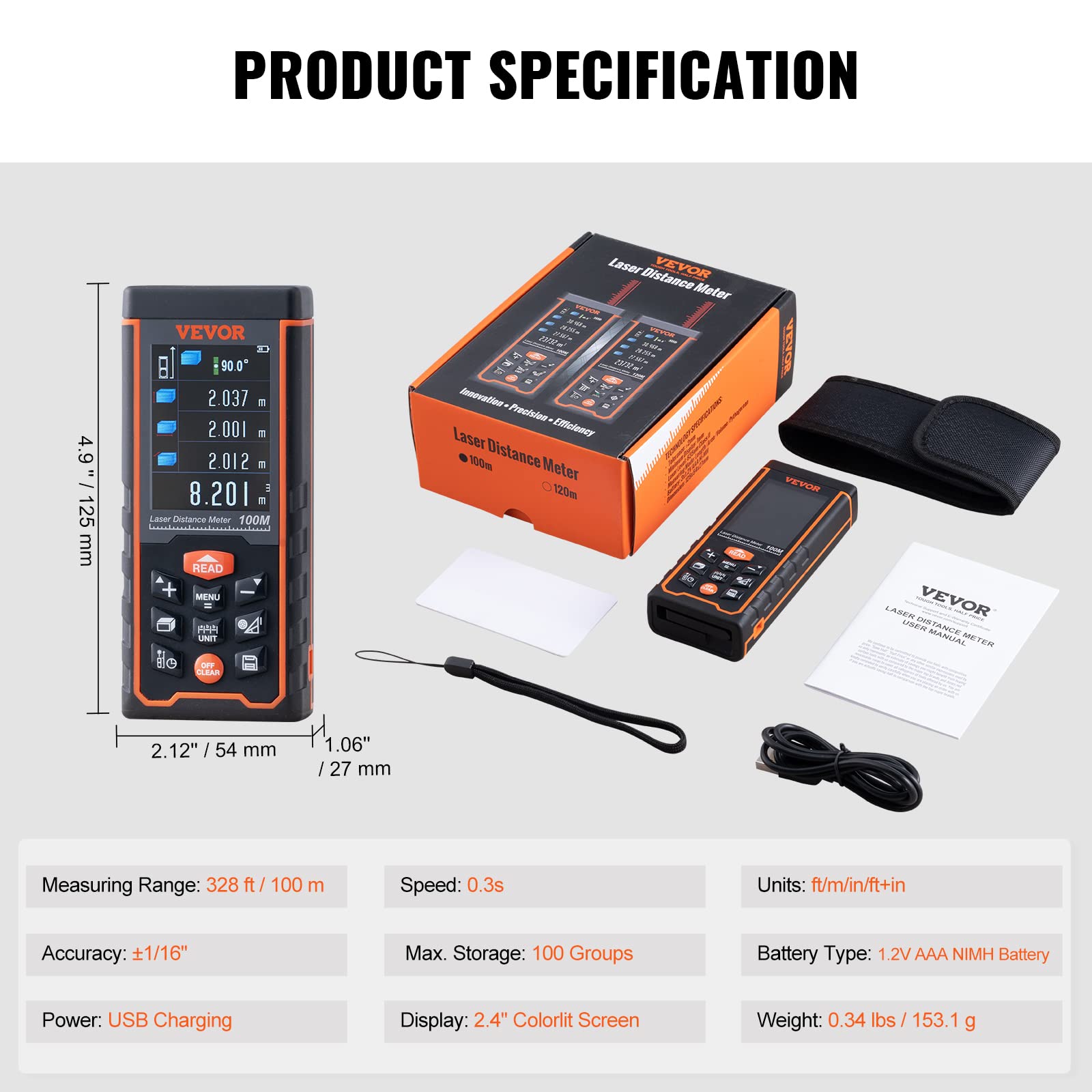 Mua VEVOR Laser Measure, 328 Feet Laser Measurement Tool, Laser ...