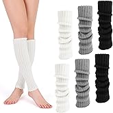 3 Pair 80-90s Leg Warmers 3 Color Knit Long Thigh High Leg Warmers Windproof Boot Winter Warm Essentials for Women Girl