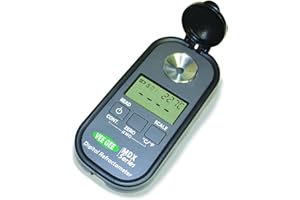 VEEGEE Vee Gee 48102 Digital Refractometer, Mdx-102, for Brix/ND (Wide Range), 0.0 to 90.0%/1.3330 to 1.5300 ND Range, Grey Plastic Housing, 32 mm x 60 mm x 120 mm