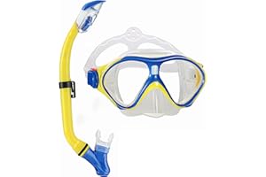 HH HHAO SPORT Snorkeling Gear for Kids with Foldable Silicone Full Dry Snorkel, Kids Snorkel Set Anti Leak Youth Junior Snorkeling Package Diving Mask Soft Tube with Mesh Bag Scuba Swimming Goggles