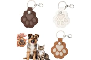WATNTOW Pet Memorial Gifts, 3PCS Personalized Pet Fur Keepsake, Cute Pet Paw Shaped Leather Keychain, Dog Hair Keychains Coll