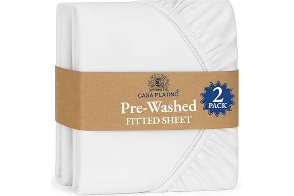 Queen Fitted Sheet (Pack of 2), Pre-Washed, Deep Pocket 14 inch (35 cm) - Easy Care - Soft Brushed Microfibre Fabric - Shrink