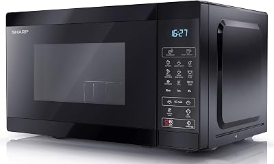 Sharp YC-MG02U-B Compact 20 Litre 800W Microwave with 1000W Grill Black