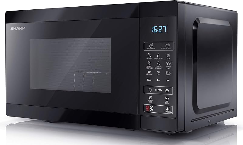 Sharp YC-MG02U-B Compact 20 Litre 800W Microwave with 1000W Grill Black