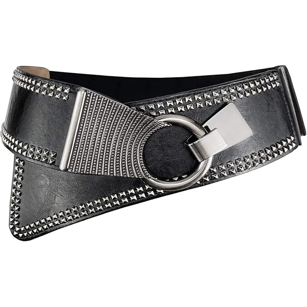 Wide Elastic Belt Vintage Chunky Waist Belt Rivet-Studded Leopard PU Leather animal print belt chunky - TikTok Shop main image 4