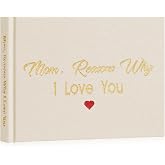 Artmag What I Love about Mom Fabric Book Fill-in-the-Blank Love Journal for Mom Birthday Mother's Day Christmas Gifts Stocking Stuffer for Mother Beige