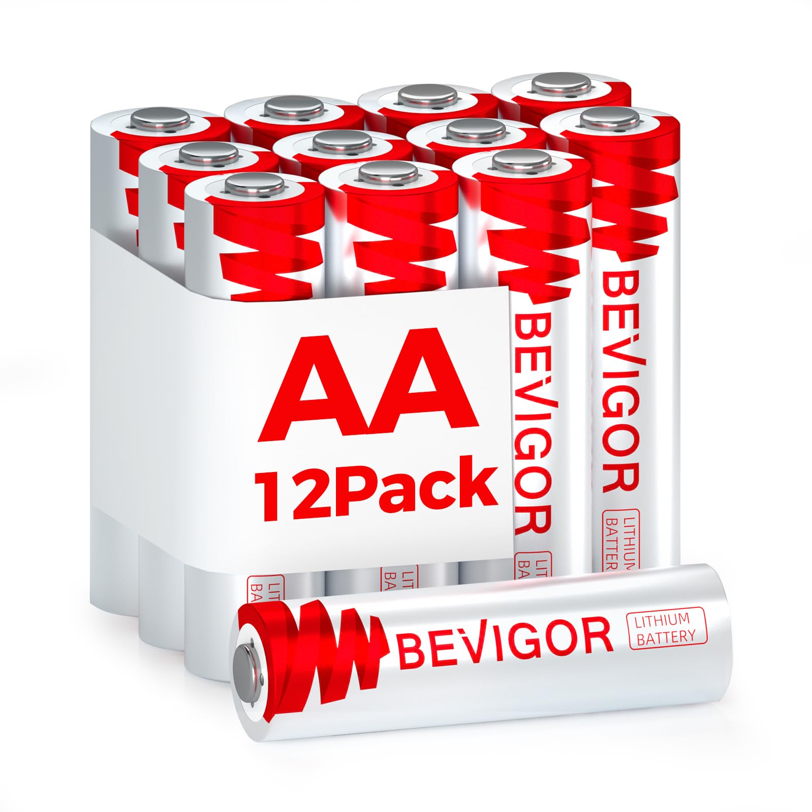 BEVIGOR AA-Lithium-Batterien 12 Stück, 1,5V Hochleistungs AA-Batterien, Nicht wiederaufladbar, geeignet für Haushaltsgeräte und Sicherheitsausrüstung
