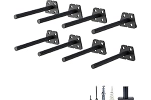 NEODROP 8-Pack 6 Inch Hidden Floating Shelf Bracket, Heavy Duty Blind Shelf Support Hardware | Invisible Wall Brackets for Kitchen, Fireplace Mantel Wood Shelves | Black Powder Coated Solid Steel