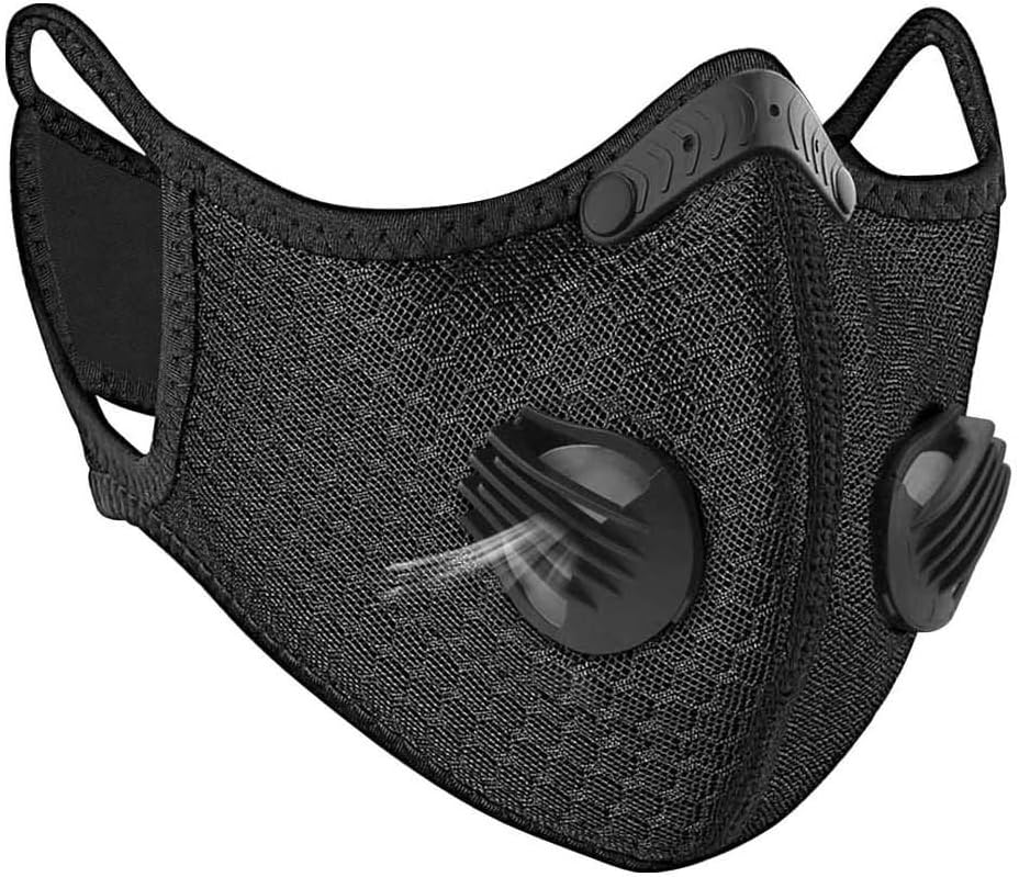 SHINE GRACE Cycling Mask Activated Carbon Filtration Exhaust Gas Biking Mask PM 2.5 Face Mask for Running Motorcycling Riding and Hiking (Black)