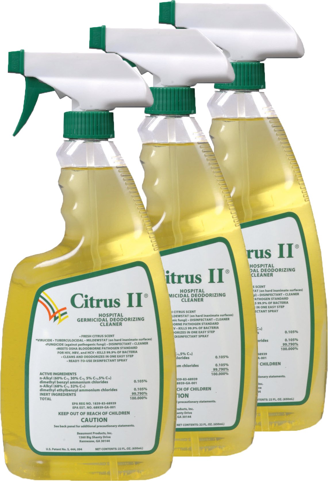 Citrus II Hospital Germicidal Deodorizing Cleaner Spray Citrus, 22