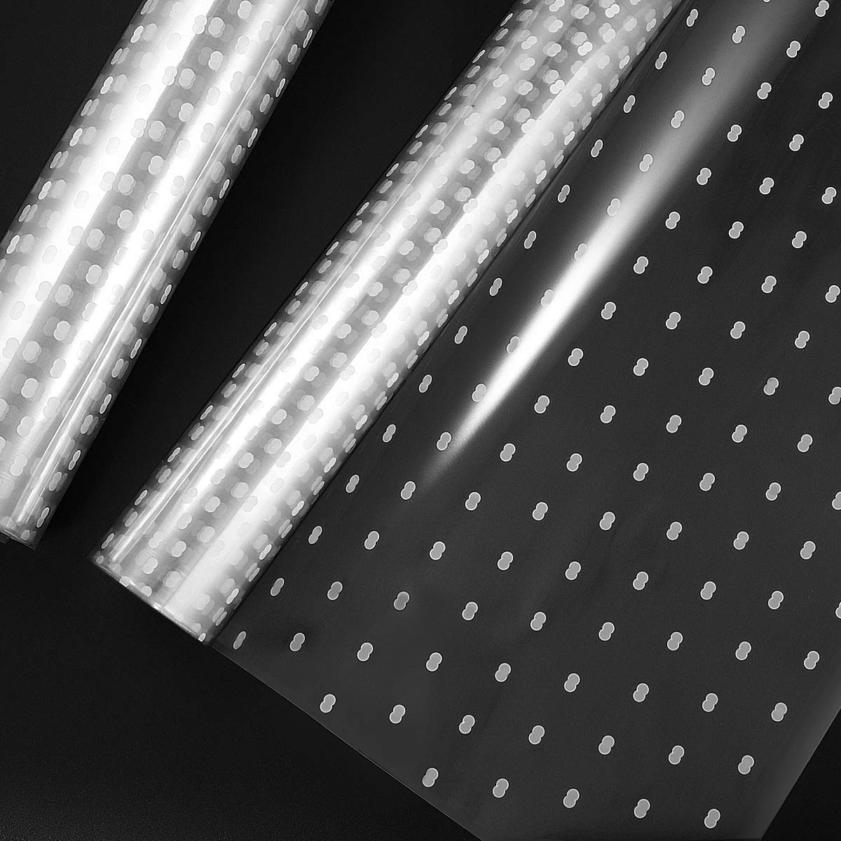 Cellophane Wrap Roll Unfolded Width 80CM x 30M White Dot Florist Paper Wrapper 3 Mil Thicken Long Film Wrappings for Hampers Flowers Bouquet Craft Basket Packing Paper