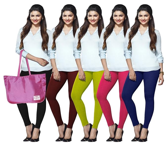 Women's Cotton Ankle Length Leggings (Multicolour, Free Size) Pack of 5