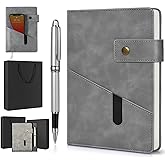 vfaejll A5 Lined Leather Journal Notebook,Hardcover Journal Set with Pen and Gift Box,100Pages 100gsm Thick Ruled Paper Daily Diary for Men Women School,Travel,Business,Work,Writing 5.9" X 8.4"