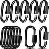 12 Pack 4 Inch Heavy Duty Quick Chain Links, 2000LB Capacity 3/8 Threaded Black Carabiners, for Hammock Camping Rigging