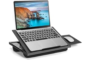 Adjustable Lap Desk - with 6 Adjustable Angles, Detachable Mouse Pad, & Dual Cushions Laptop Stand for Car Laptop Desk, Work Table, Lap Writing Board & Drawing Desk on Sofa or Bed by HUANUO