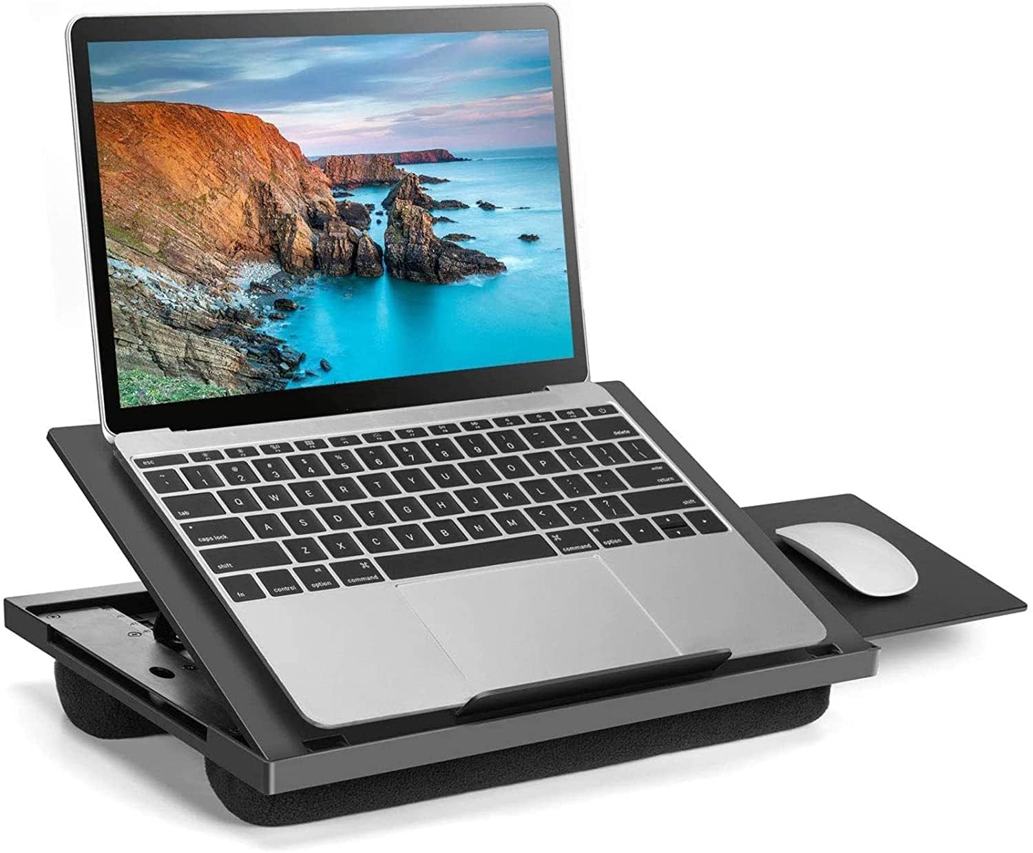 Photo 1 of Adjustable Lap Desk - with 6 Adjustable Angles, Detachable Mouse Pad, & Dual Cushions Laptop Stand for Car Laptop Desk, Work Table, Lap Writing Board & Drawing Desk on Sofa or Bed by HUANUO