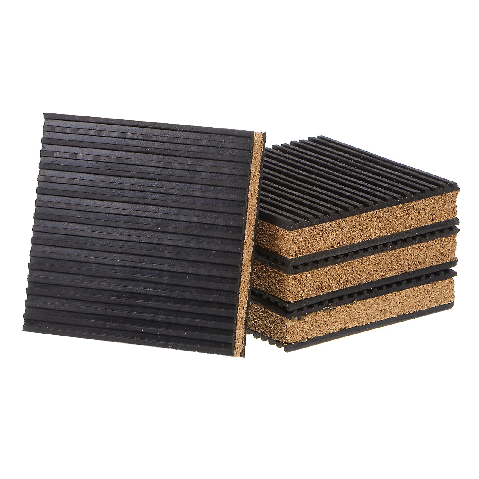 Kozelo 4pcs EVA Foam Rubber Anti Vibration Pads -[4" x 4" x 7/8"] Isolation Rubber Pads, Anti-Slip, for HVAC System and Washer, Black and Wood Color