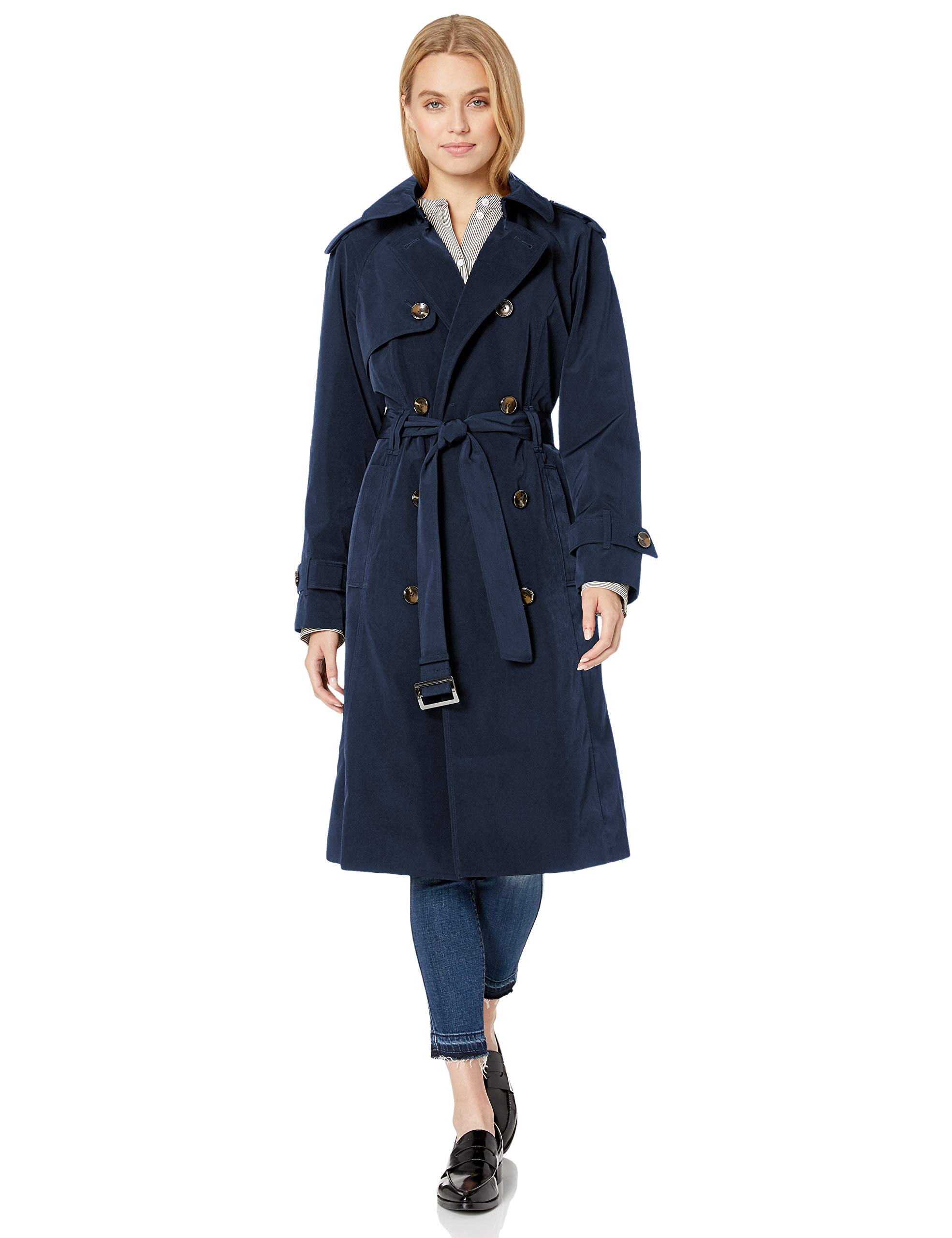 London Fog Women's 3/4 Length DoubleBreasted Trench Coat with Belt