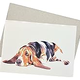 Basset Hound Greeting Card with Envelope (5X7 Inch and Blank Inside) for Basset Hound Birthday Card, Thank You, Pet Sympathy - 35