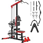 GOIMU LS01 LAT Pulldown Machine, LAT Row Cable Machine with AB Crunch, LAT Tower with Cable Row Attachments, 3 in 1 Pulley Stations for Home Gym