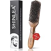Boar Bristle Hair Brush for Men, Beard Brush with Wooden Handle for Beards Mustaches Grooming, and Soften Facial Hair, Slick Back Hair Brush for Thick & Fine Hair, Great Gift