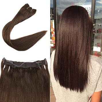 Amazon Com Full Shine Halo Extensions With Clips Medium Brown