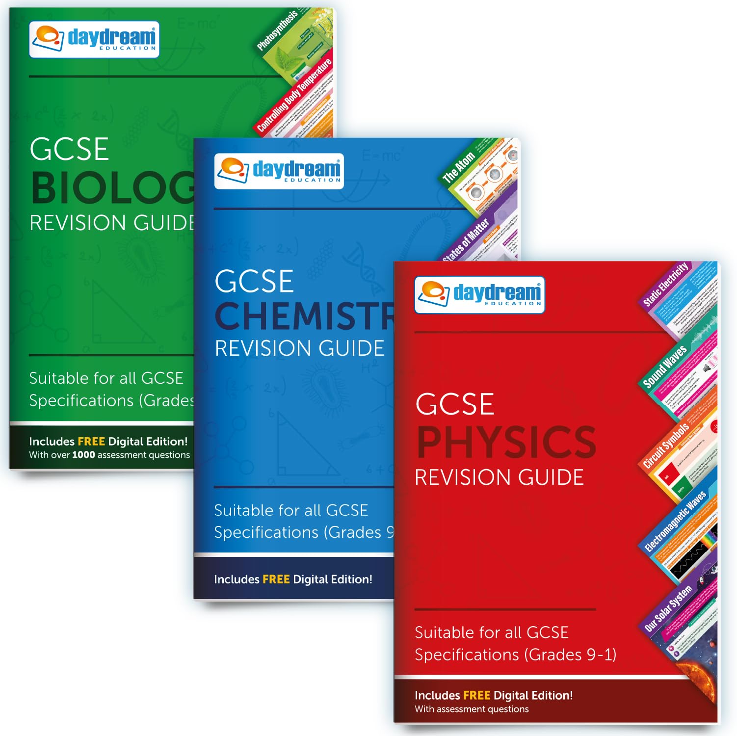 Daydream Education GCSE Biology, Chemistry and Physics Study Pack, Includes FREE Digital Versions with Interactive Quizzes - for 2026-2027 exams (Pack of 3)