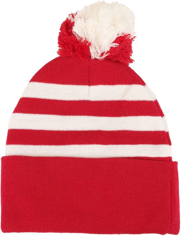 Red and white striped winter hat Clearance