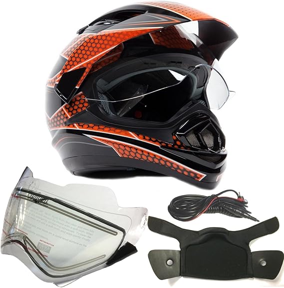 Amazon.com: Typhoon XP14 Dual Sport Snowmobile Helmet with Electric