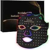 Red Light Mask for Face, 7-1 Colors Facial Care Mask, 850nm Infrared & Red Light Masks, Ergonomic Design for Home & Travel, Black