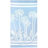 Lilly Pulitzer Oversized Pool/Beach Towel, 40 x 72, Large Cotton Towel for Adults, Blue/Green Palm Tree Print, Palms Way Home