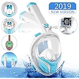 Speedsporting Full Face Snorkel Mask 180° Snorkeling Masks Seaview Easy Breathing Diving Mask for Adults or Kids Anti-Fog Anti-Leak Safety Diving with Detachable Action Camera Mount