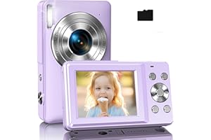 HAUYINCE Digital Camera, Kids Camera with 16X Zoom, Flashlight, FHD 1080P 44MP Point and Shoot Digital Cameras with 32GB Card, Lanyard, Small Compact Travel Camera for Kids,Teens Boys Girls, Purple