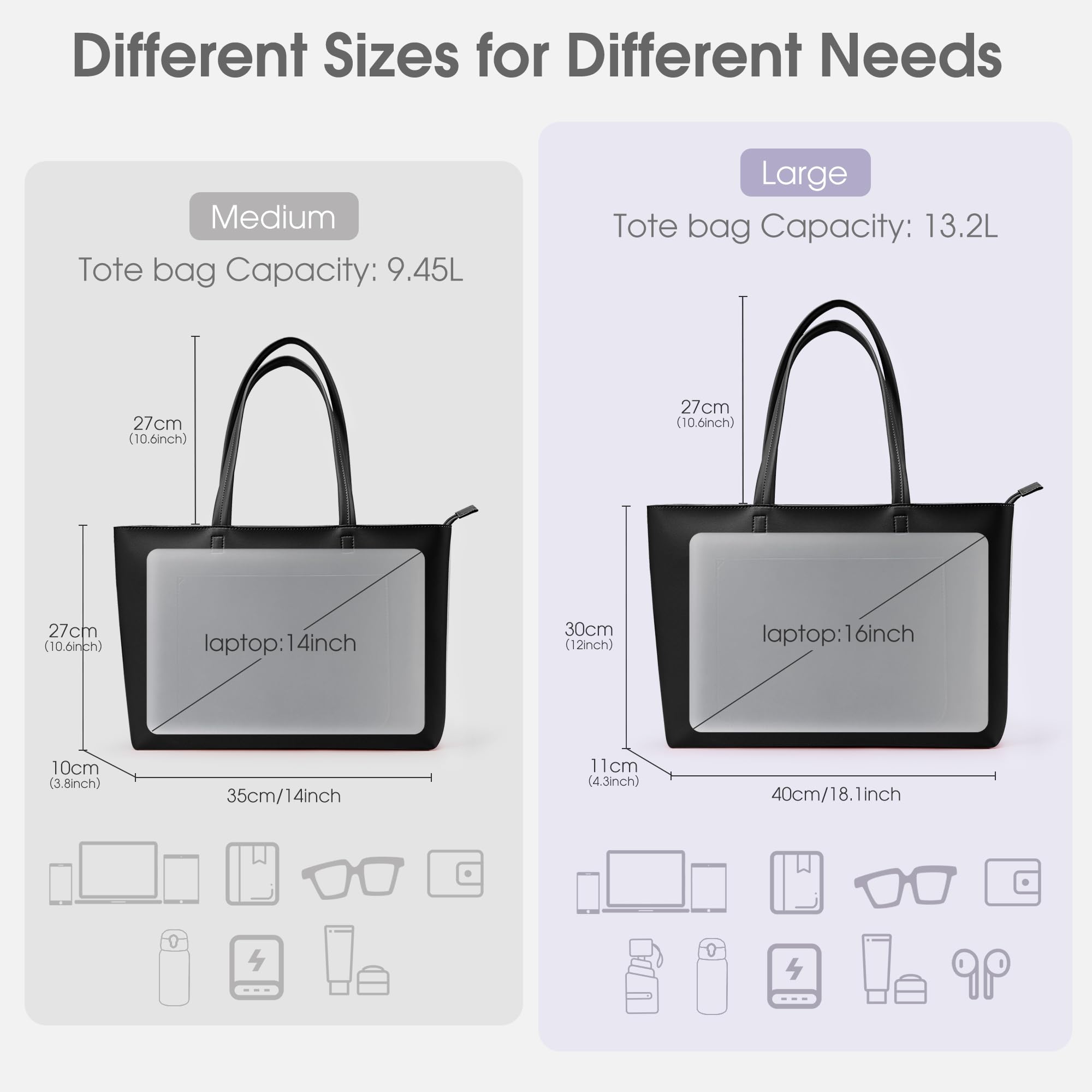 KALIDI FANCY FOREST KALIDI Women'S Large Leather Tote Bags For Work School, Featuring Metal Zip Fasteners And Pockets