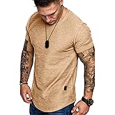 Fashion Mens T Shirt Muscle Gym Workout Athletic Shirt Cotton Tee Shirt Top