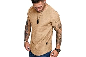 UNI CLAU Fashion Mens T Shirt Muscle Gym Workout Athletic Shirt Cotton Tee Shirt Top