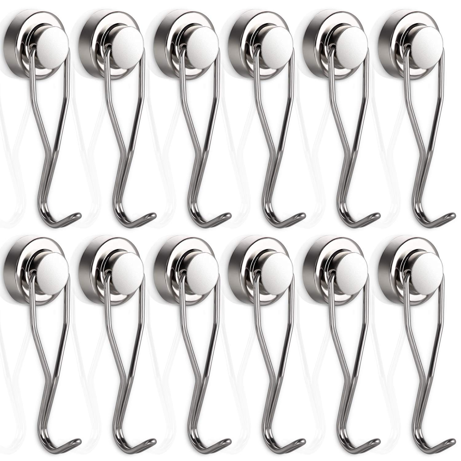 BAVITE Swivel Swing Magnetic Hook New Upgraded, Refrigerator Magnetic Hooks, Strong Neodymium Magnet Hook, Perfect for Refrigerator and Other Magnetic Surfaces, Silver 25lb Magnetic Hooks 12pack: Industrial & Scientific