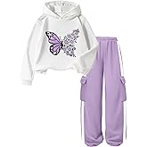 EuquixZeph Girls 2 Piece Outfits Kids Hoodies Sweatsuit Tracksuit Jogger Long Sleeve Sweatshirts Sweatpants Sets 4-13Y