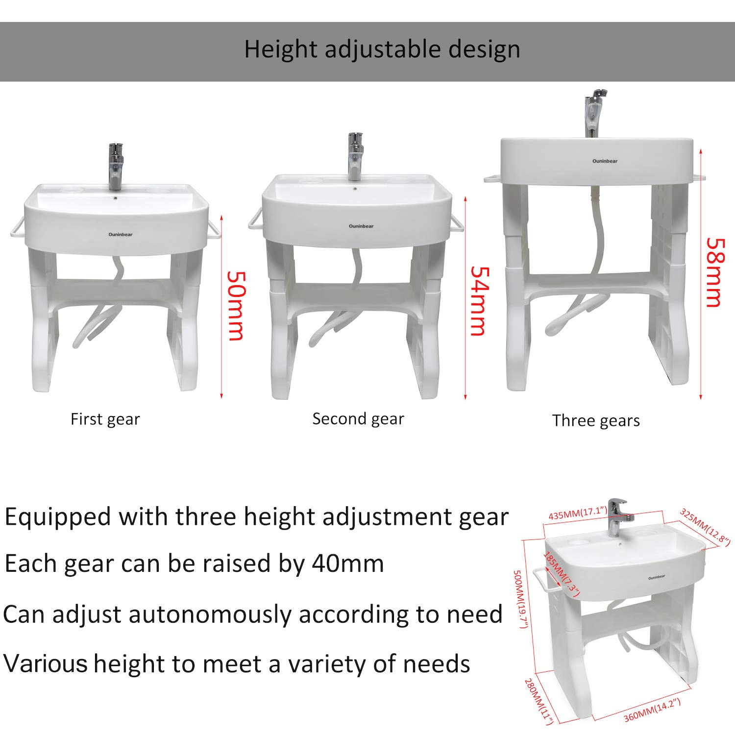 HTTMT- Washstand Self-Care Station Portable Wash Basin For Child Kids Baby Toddler KEarly Training Learning Plastic Washbasin Simulation Towel Shelf [P/N: ET-BABY007-WHITE]