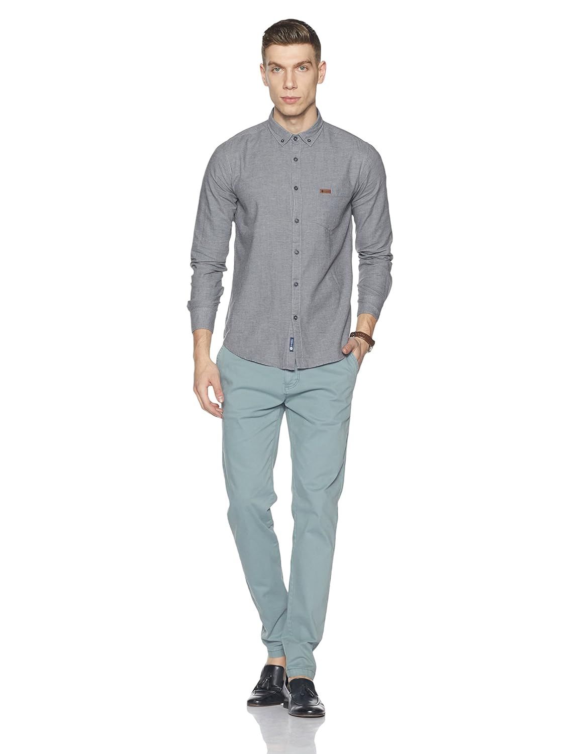 symbol amazon brand men's slim fit casual shirt