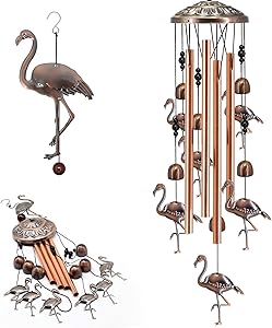 Wind Chimes for Outside, Bird Windchime Deep Tone with Metal Tubes & Hanging Hook Outdoor Decor for Garden Patio Porch Yard Backyard Memorial Wind Bell Best Gift for Loved Mom Grandma (Bronze)
